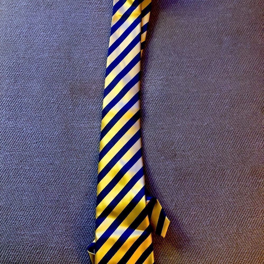 Kai long gold and blue tie 100% silk tie